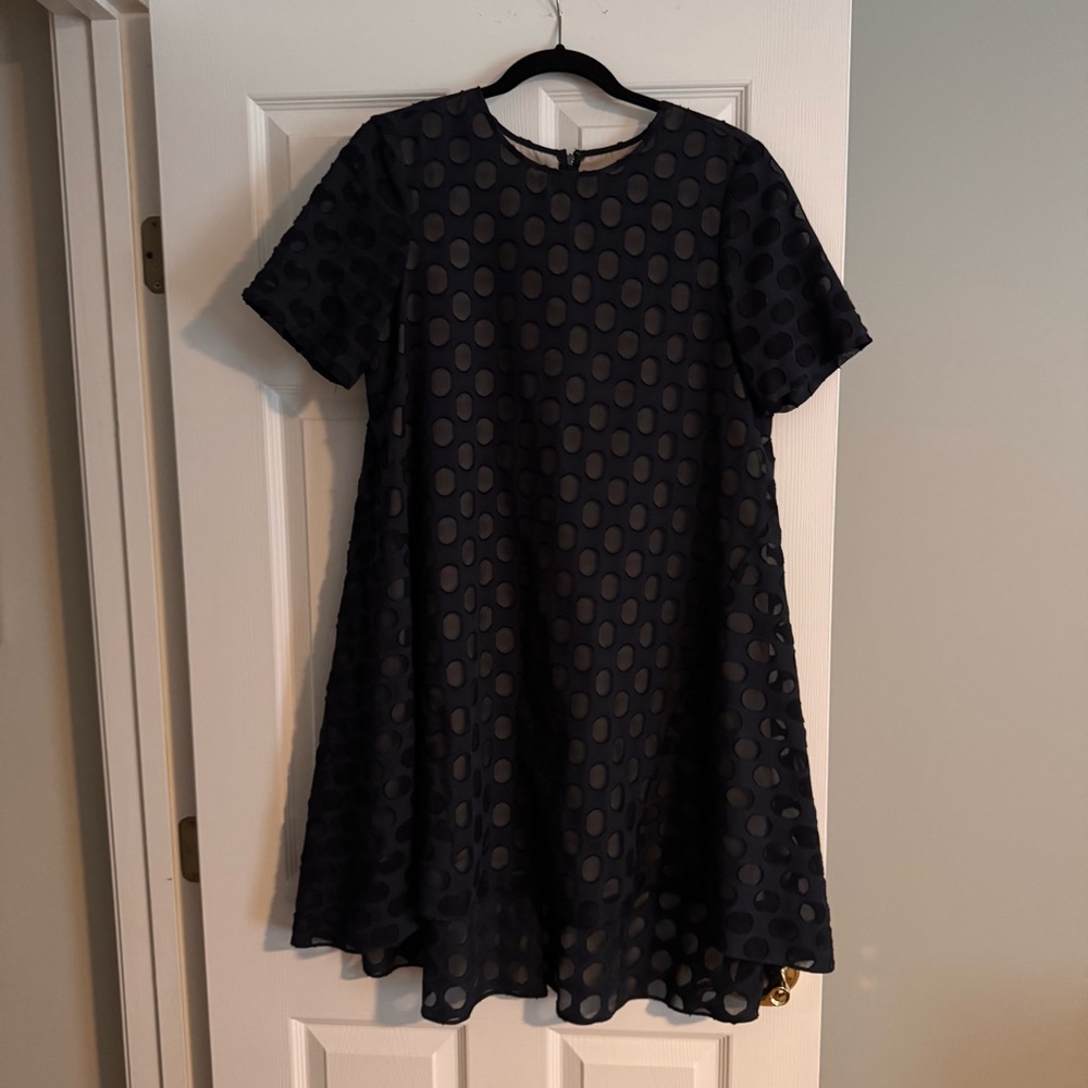 Donna Morgan Navy Circle Pattern High Low Dress Size 8